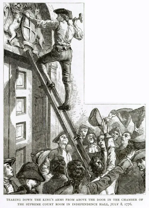 Framed Print : America - Removing The Royal Arms Framed Print : America - Removing The Royal Arms