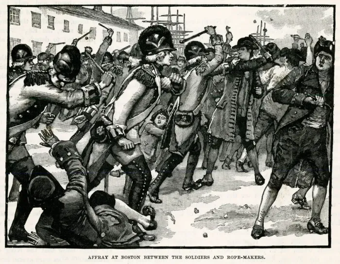 Framed Print : America - Riots in Boston between Soldiers and Rope Makers Framed Print : America - Riots in Boston between Soldiers and Rope Makers