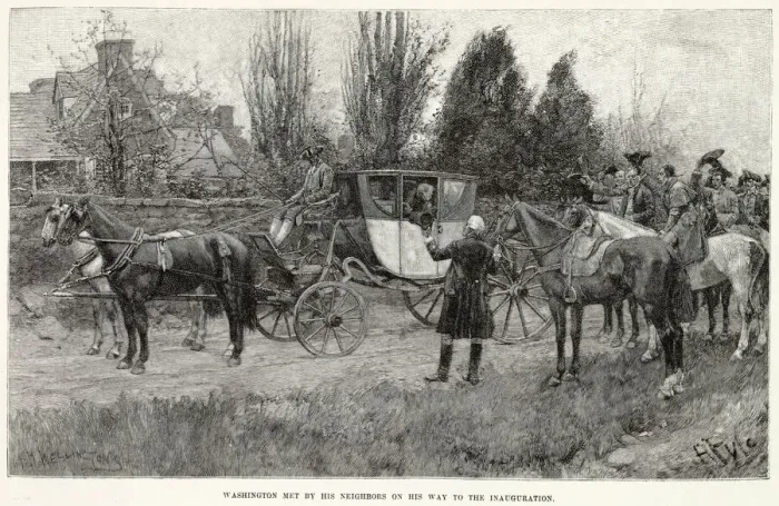 Framed Print : America - Washington On His Way To Inauguration At NY Framed Print : America - Washington On His Way To Inauguration At NY