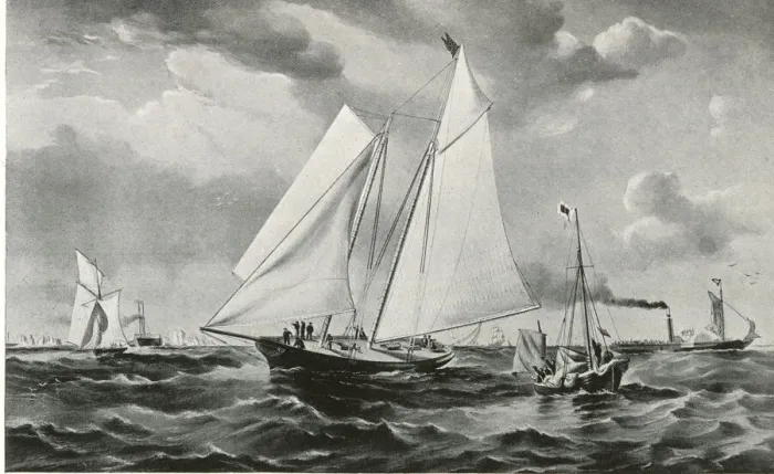 Framed Print : America yacht winning at Cowes, 1851 Framed Print : America yacht winning at Cowes, 1851