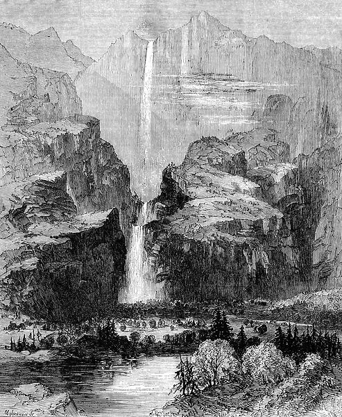 America. The Yohamite Falls, Mariposa County, California