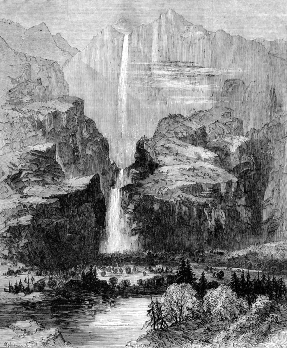 Framed Print : America. The Yohamite Falls, Mariposa County, California