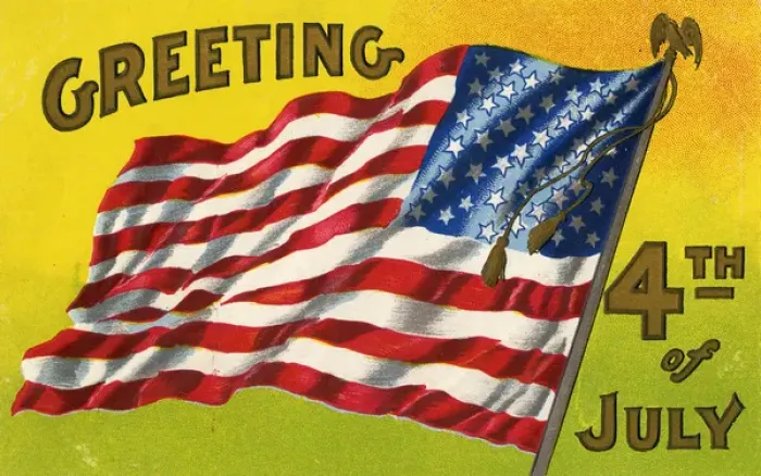 Framed Print : American 4th of July postcard Framed Print : American 4th of July postcard