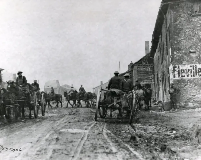 Framed Print : American artillery in Fleville, France, WW1 Framed Print : American artillery in Fleville, France, WW1