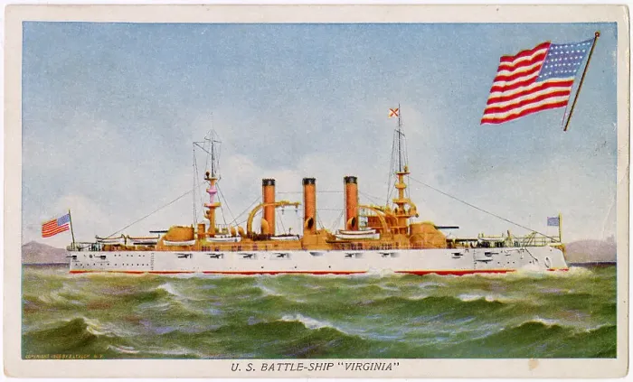 Framed Print : American battleship USS Virginia, BB13 Date: circa 1906 Framed Print : American battleship USS Virginia, BB13 Date: circa 1906