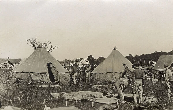 American cavalry soldiers camping, USA