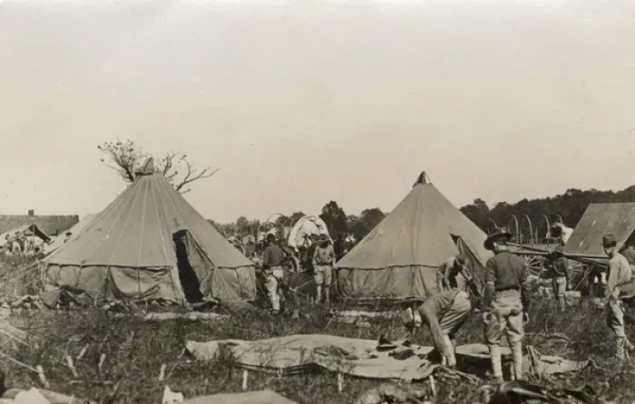 Framed Print : American cavalry soldiers camping, USA Framed Print : American cavalry soldiers camping, USA