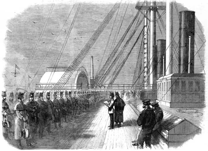Framed Print : American Civil war. Calling the roll on board the Great East Framed Print : American Civil war. Calling the roll on board the Great East