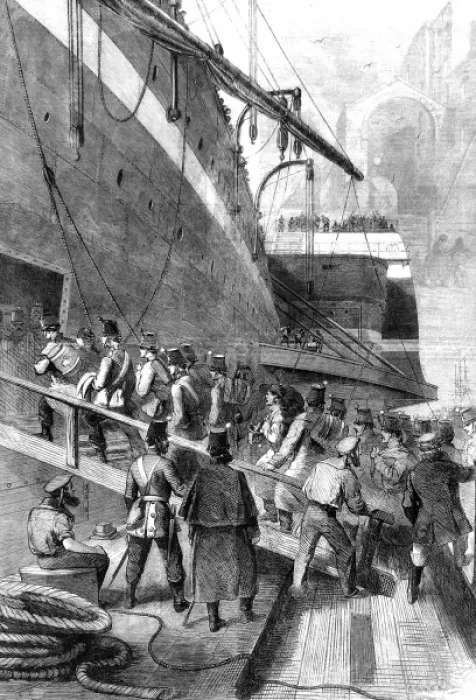Framed Print : American Civil war. Departure of the Great Eastern from Framed Print : American Civil war. Departure of the Great Eastern from