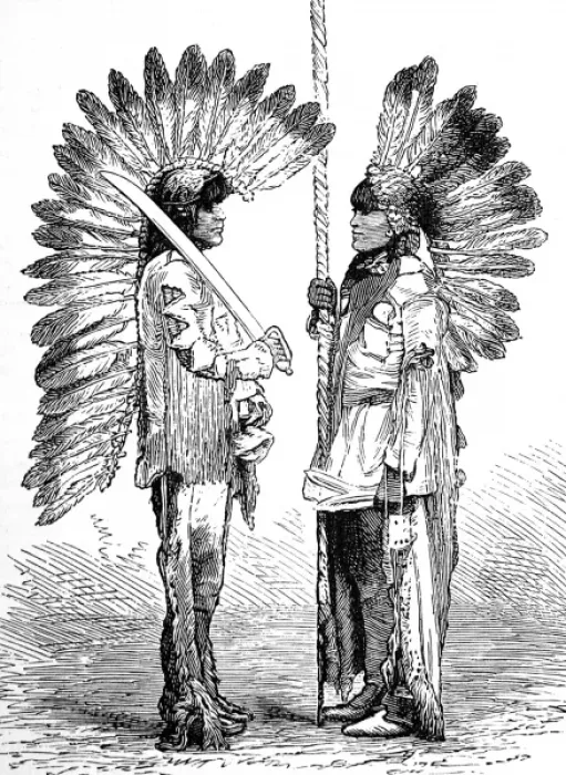 Framed Print : American Indian. Mew Mexico and Colorado. Crow dancers in fe Framed Print : American Indian. Mew Mexico and Colorado. Crow dancers in fe