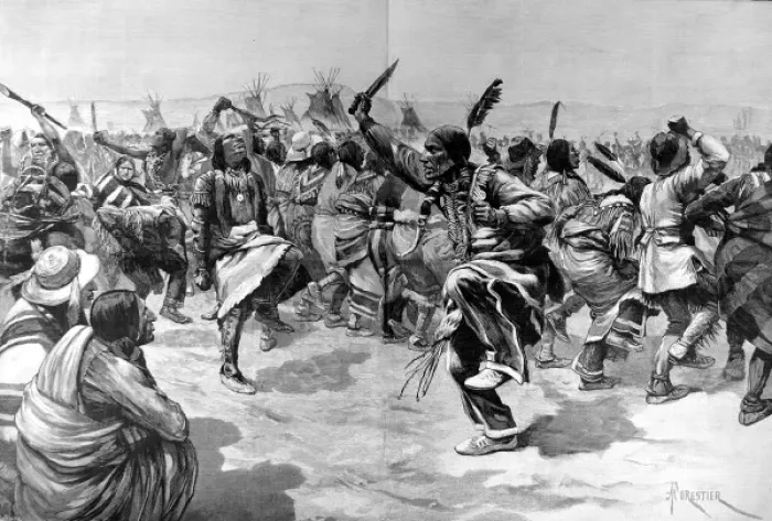 Framed Print : American Indians. The Ghost Dance of the Sioux Indians Framed Print : American Indians. The Ghost Dance of the Sioux Indians