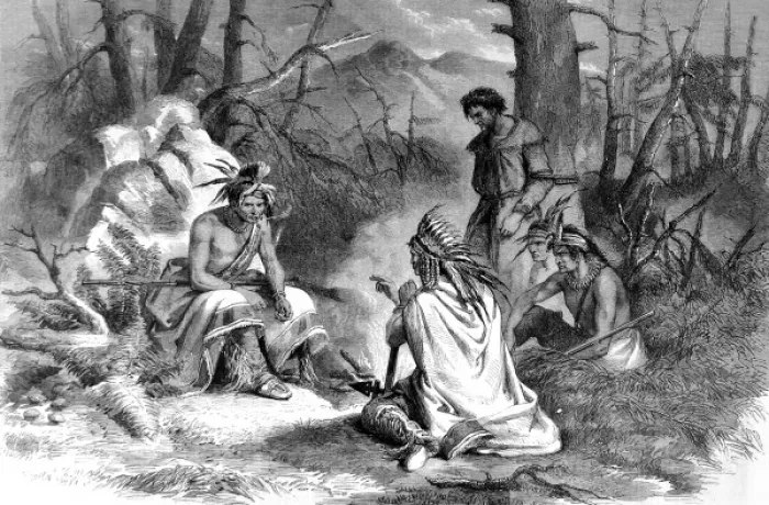 Framed Print : American Indians. North American Indians holding council on Framed Print : American Indians. North American Indians holding council on