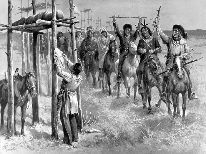 Framed Print : American Indians. Salute to a dead chief in the far North We Framed Print : American Indians. Salute to a dead chief in the far North We