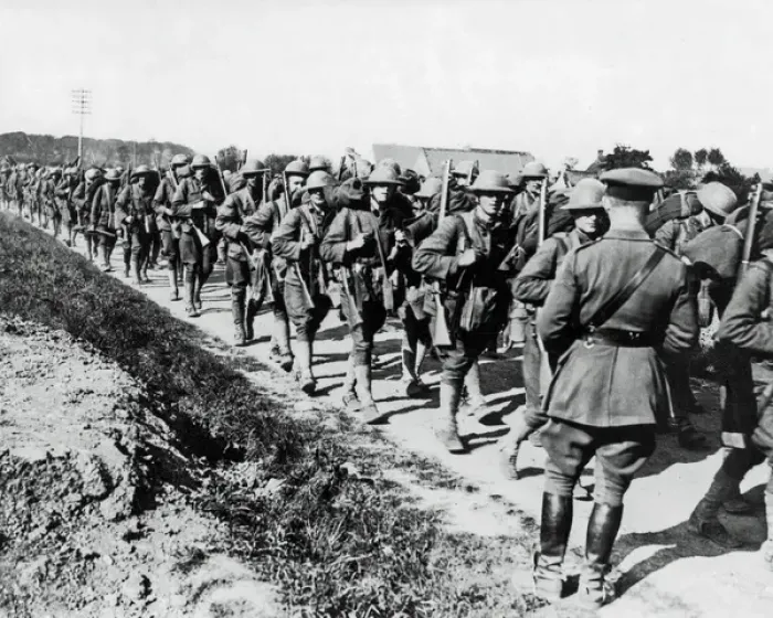 Framed Print : American infantry on French road, Western Front, WW1 Framed Print : American infantry on French road, Western Front, WW1