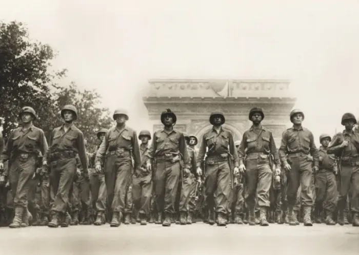 Framed Print : American Infantry Parading in the Champs Elysees Framed Print : American Infantry Parading in the Champs Elysees