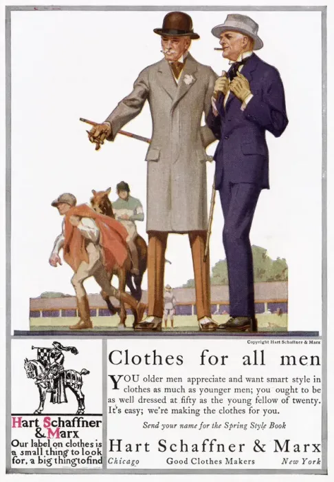 Framed Print : American men wear: cravat, fly-fronted overcoat, wing collar, spats, bowler hat Framed Print : American men wear: cravat, fly-fronted overcoat, wing collar, spats, bowler hat