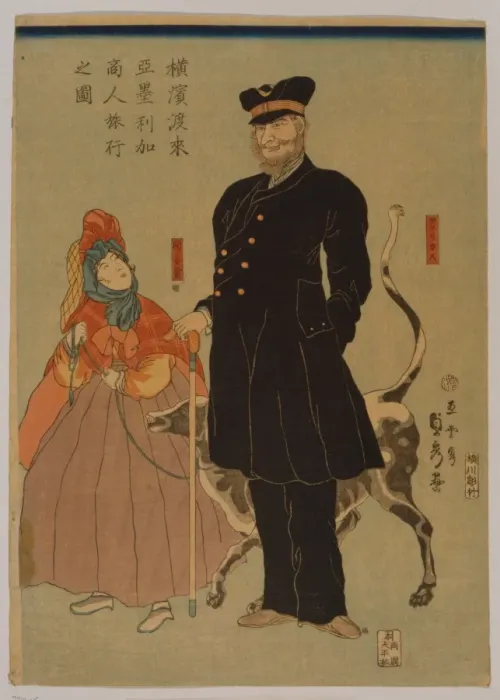 Framed Print : American merchant strolling in Yokohama Framed Print : American merchant strolling in Yokohama