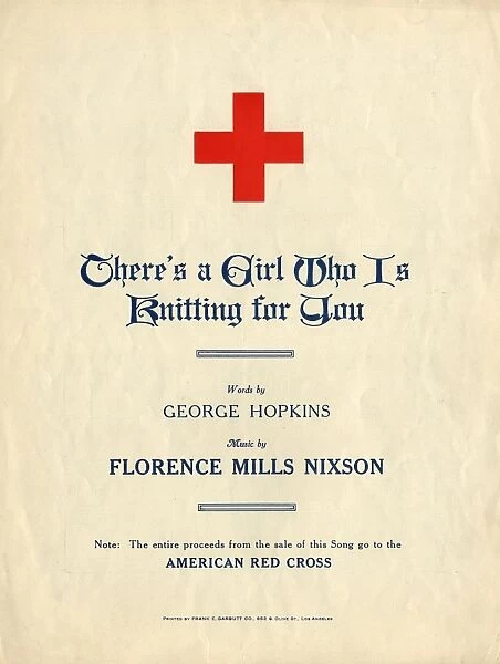 American Red Cross Knitting song sheet music, WW1