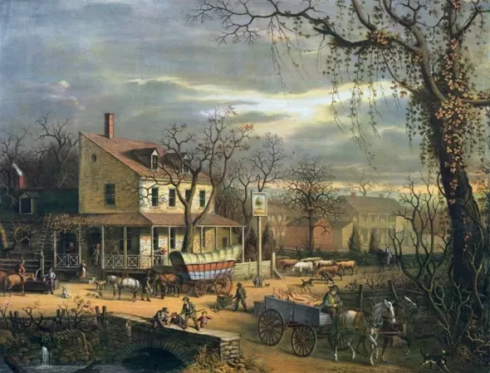 Framed Print : American scenery - the inn on the roadside Framed Print : American scenery - the inn on the roadside