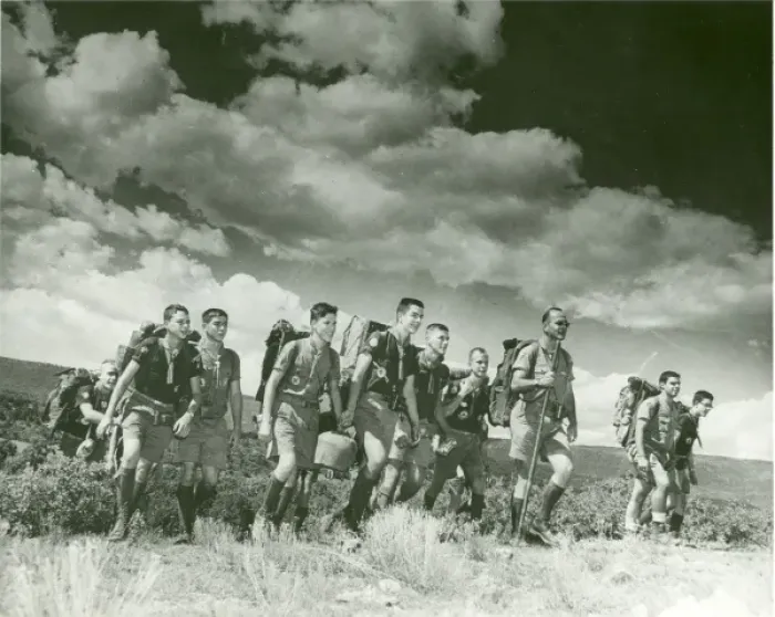 Framed Print : American Scouts hiking Framed Print : American Scouts hiking