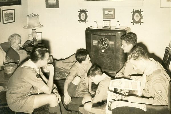 American Scouts listening to the radio