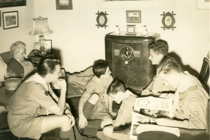 Framed Print : American Scouts listening to the radio Framed Print : American Scouts listening to the radio