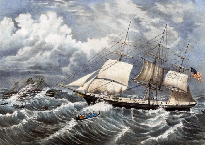 Framed Print : An American Ship Rescuing the Officers and Crew of a British Framed Print : An American Ship Rescuing the Officers and Crew of a British