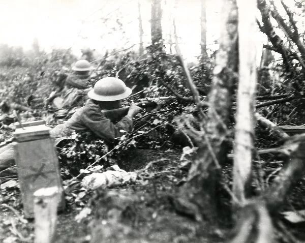 American soldiers in action, Tardenois, France, WW1