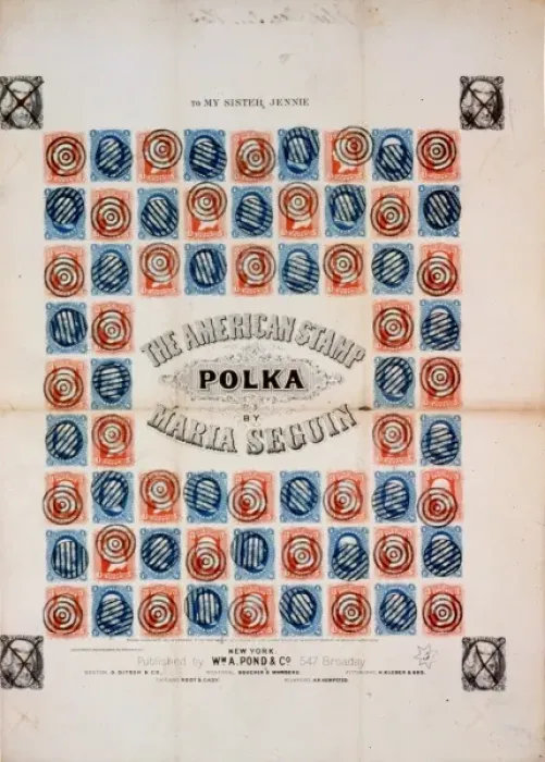 Framed Print : The American stamp polka by Maria Seguin Framed Print : The American stamp polka by Maria Seguin