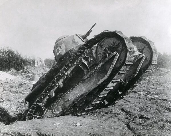 American tank on a battlefield, WW1