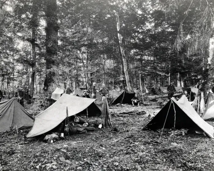 Framed Print : American troops camping in a wood, Western Front, WW1 Framed Print : American troops camping in a wood, Western Front, WW1