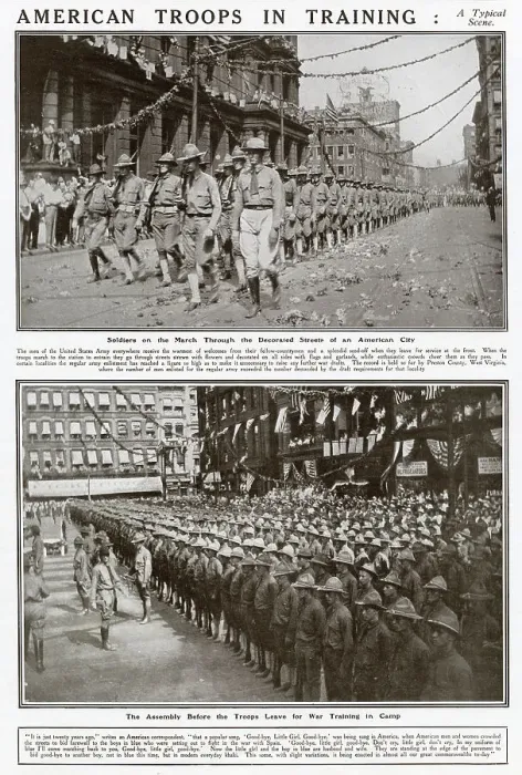 Framed Print : American Troops Leaving for War Training Camp 1917 Framed Print : American Troops Leaving for War Training Camp 1917