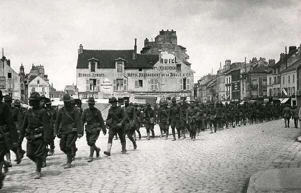 American troops on march to Meaux, France, WW1