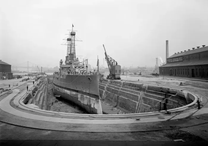 Framed Print : American warship in Brooklyn Navy Yard, dry dock No. 4, Broo Framed Print : American warship in Brooklyn Navy Yard, dry dock No. 4, Broo
