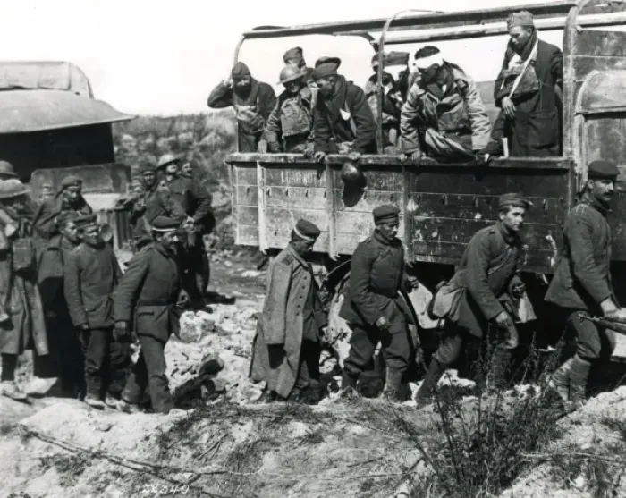 Framed Print : American wounded and German POWs, Argonne, France, WW1 Framed Print : American wounded and German POWs, Argonne, France, WW1