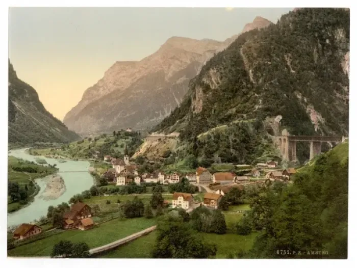 Framed Print : Amsteg, from the railway, St. Gotthard Railway, Switzerland Framed Print : Amsteg, from the railway, St. Gotthard Railway, Switzerland