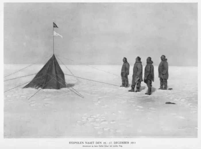 Framed Print : Amundsen / Raising Flag Framed Print : Amundsen / Raising Flag