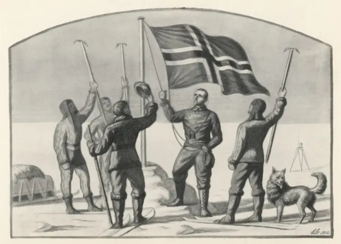 Framed Print : Amundsen / Raising Flag Framed Print : Amundsen / Raising Flag