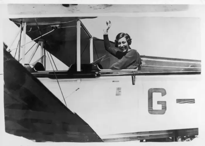 Framed Print : Amy Johnson in her Plane Framed Print : Amy Johnson in her Plane