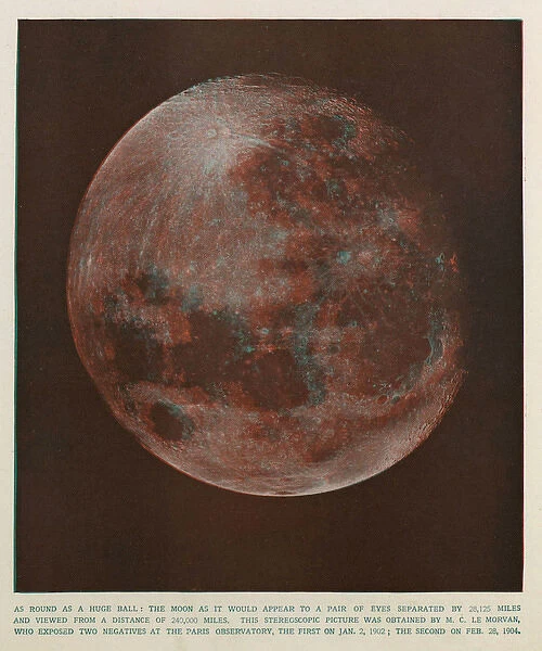 An anaglyph or 3D image of the moon