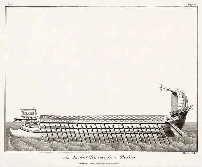 Framed Print : An ancient Bireme from Bafius (Basius?) Date: Ancient Rome Framed Print : An ancient Bireme from Bafius (Basius?) Date: Ancient Rome