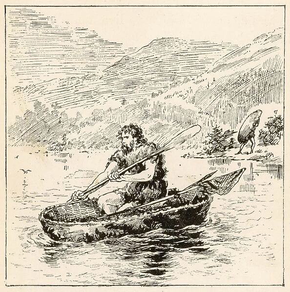 An Ancient Briton in a coracle