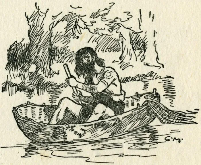 Framed Print : An ancient Briton in a fishing boat Framed Print : An ancient Briton in a fishing boat