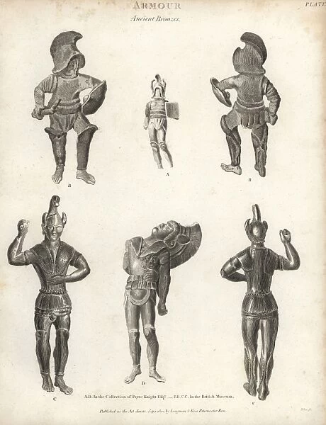 Ancient bronzes of warriors in armor