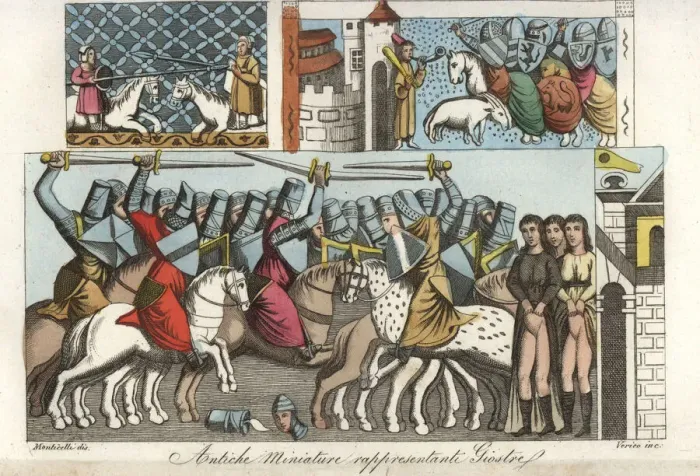 Framed Print : Ancient miniatures representing jousts Framed Print : Ancient miniatures representing jousts