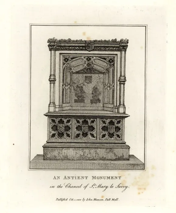 Framed Print : Ancient monument in the chancel of St. Mary le Savoy Framed Print : Ancient monument in the chancel of St. Mary le Savoy