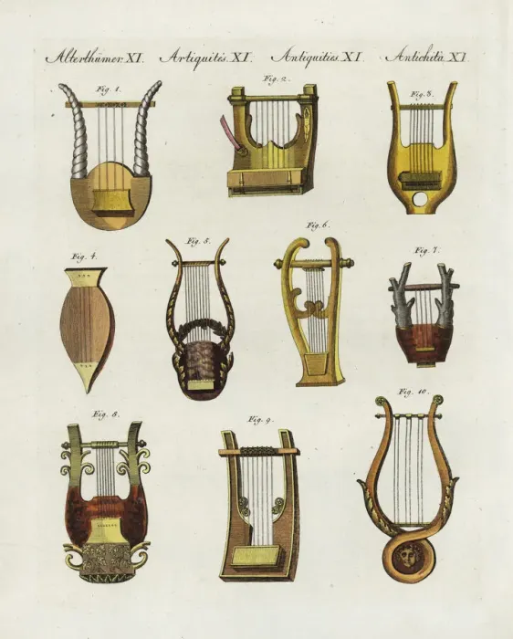 Framed Print : Ancient musical instruments Framed Print : Ancient musical instruments