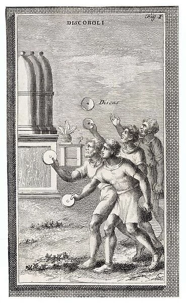 Ancient Roman athletes throwing the discus