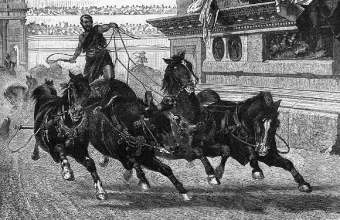 Framed Print : Ancient Roman charioteer driving four horses Framed Print : Ancient Roman charioteer driving four horses