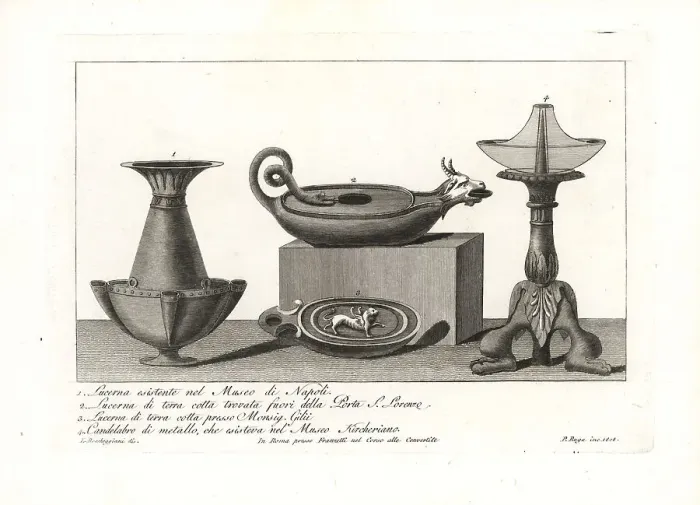 Framed Print : Ancient Roman lamps and candelabra Framed Print : Ancient Roman lamps and candelabra